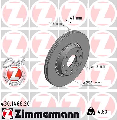 ZIMMERMANN Első féktárcsa 430.1466.20_ZIM