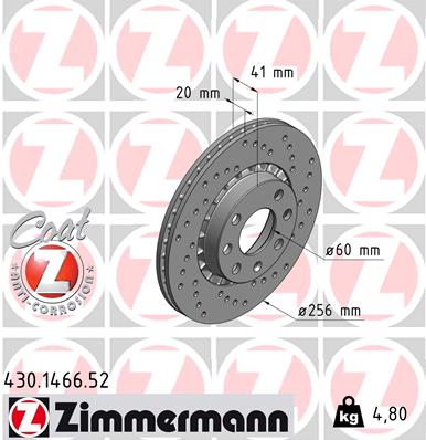 ZIMMERMANN Első féktárcsa 430.1466.52_ZIM