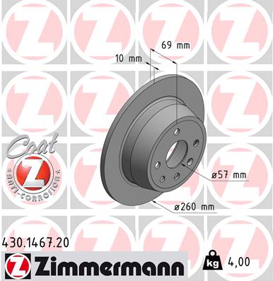 ZIMMERMANN Hátsó féktárcsa 430.1467.20_ZIM