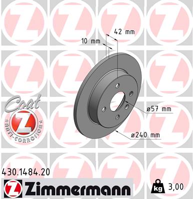 ZIMMERMANN Hátsó féktárcsa 430.1484.20_ZIM