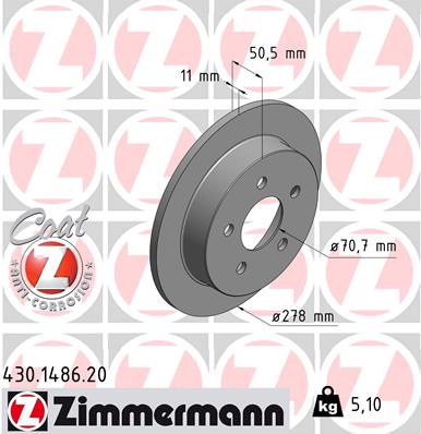 ZIMMERMANN Hátsó féktárcsa 430.1486.20_ZIM