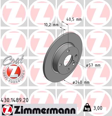 ZIMMERMANN Hátsó féktárcsa 430.1489.20_ZIM