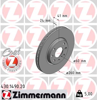 ZIMMERMANN Első féktárcsa 430.1490.20_ZIM