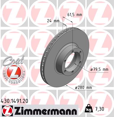 ZIMMERMANN Első féktárcsa 430.1491.20_ZIM