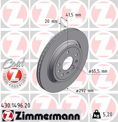 ZIMMERMANN Hátsó féktárcsa 430.1496.20_ZIM