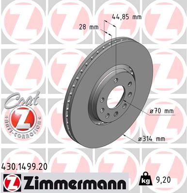 ZIMMERMANN Első féktárcsa 430.1499.20_ZIM