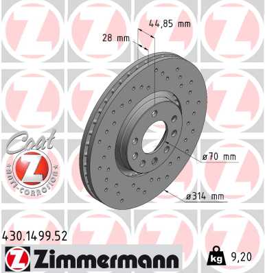 ZIMMERMANN Első féktárcsa 430.1499.52_ZIM