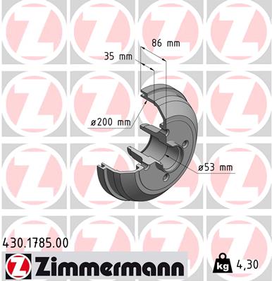 ZIMMERMANN Fékdob 430.1785.00_ZIM