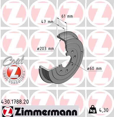 ZIMMERMANN Fékdob 430.1788.20_ZIM