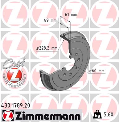 ZIMMERMANN Fékdob 430.1789.20_ZIM