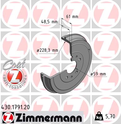 ZIMMERMANN Fékdob 430.1791.20_ZIM