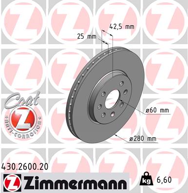 ZIMMERMANN Első féktárcsa 430.2600.20_ZIM