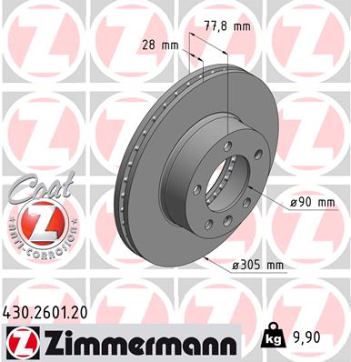 ZIMMERMANN Első féktárcsa 430.2601.20_ZIM