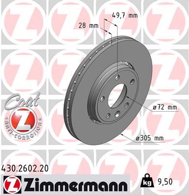 ZIMMERMANN Első féktárcsa 430.2602.20_ZIM