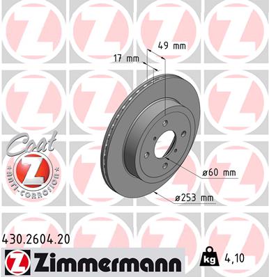 ZIMMERMANN Első féktárcsa 430.2604.20_ZIM