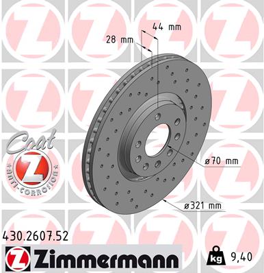 ZIMMERMANN Első féktárcsa 430.2607.52_ZIM