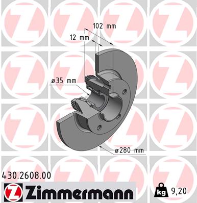 ZIMMERMANN Féktárcsa+kerékagycsapágy 430.2608.00_ZIM