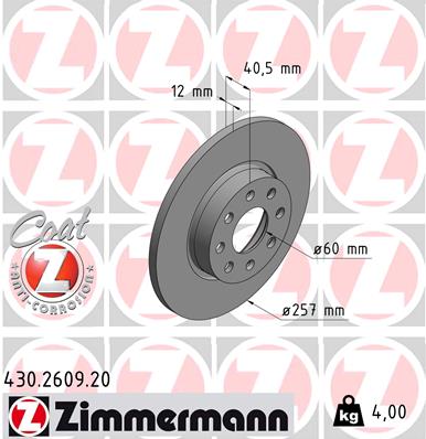 ZIMMERMANN Első féktárcsa 430.2609.20_ZIM