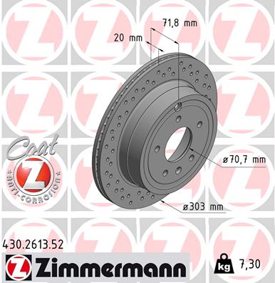 ZIMMERMANN Hátsó féktárcsa 430.2613.52_ZIM