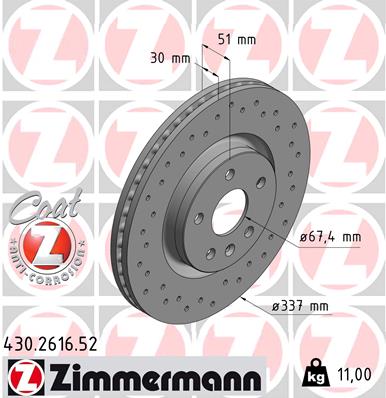 ZIMMERMANN Első féktárcsa 430.2616.52_ZIM