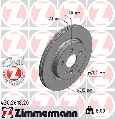 ZIMMERMANN Hátsó féktárcsa 430.2618.20_ZIM