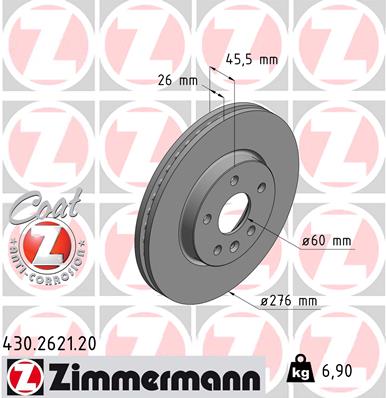 ZIMMERMANN Első féktárcsa 430.2621.20_ZIM