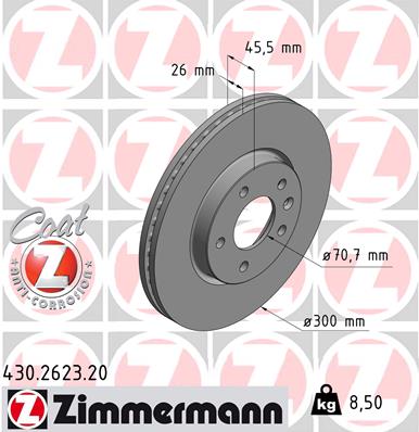 ZIMMERMANN Első féktárcsa 430.2623.20_ZIM