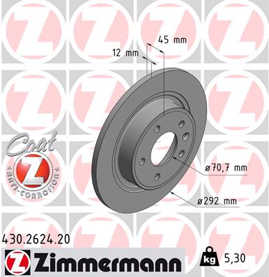 ZIMMERMANN Hátsó féktárcsa 430.2624.20_ZIM