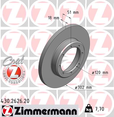 ZIMMERMANN Hátsó féktárcsa 430.2626.20_ZIM