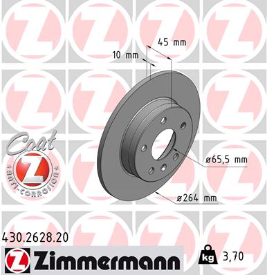 ZIMMERMANN Hátsó féktárcsa 430.2628.20_ZIM