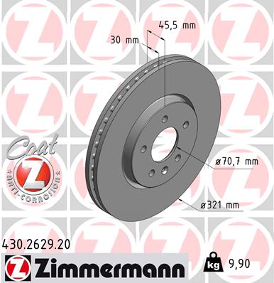 ZIMMERMANN Első féktárcsa 430.2629.20_ZIM