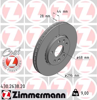 ZIMMERMANN Első féktárcsa 430.2638.20_ZIM