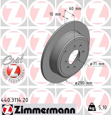 ZIMMERMANN Hátsó féktárcsa 440.3114.20_ZIM