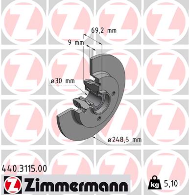 ZIMMERMANN Féktárcsa+kerékagycsapágy 440.3115.00_ZIM