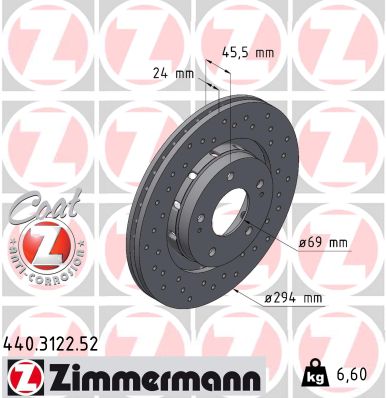 ZIMMERMANN Első féktárcsa 440.3122.52_ZIM