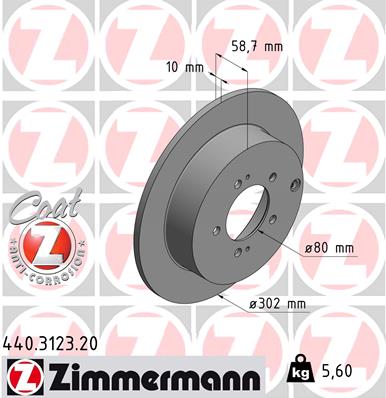 ZIMMERMANN Hátsó féktárcsa 440.3123.20_ZIM