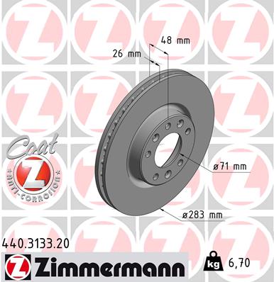 ZIMMERMANN 440.3133.20_ZIM Első féktárcsa