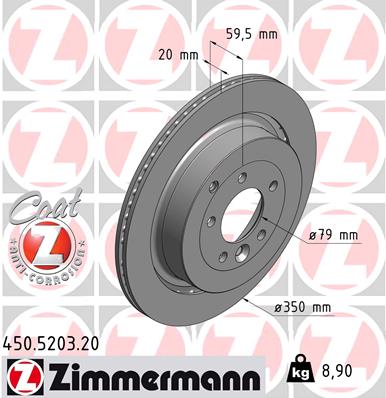 ZIMMERMANN Hátsó féktárcsa 450.5203.20_ZIM