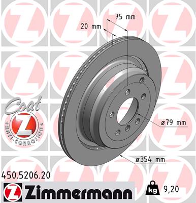 ZIMMERMANN Hátsó féktárcsa 450.5206.20_ZIM