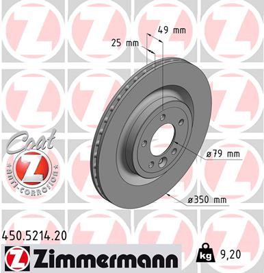 ZIMMERMANN Hátsó féktárcsa 450.5214.20_ZIM