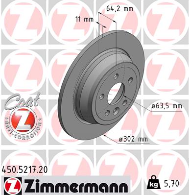 ZIMMERMANN Hátsó féktárcsa 450.5217.20_ZIM