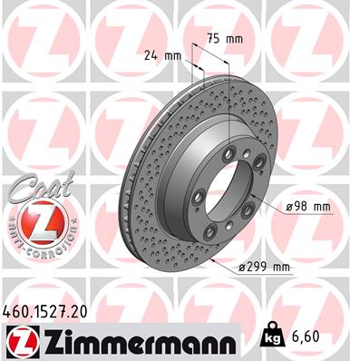 ZIMMERMANN Hátsó féktárcsa 460.1527.20_ZIM