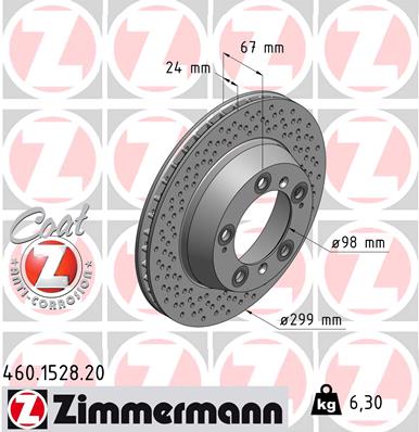 ZIMMERMANN Hátsó féktárcsa 460.1528.20_ZIM