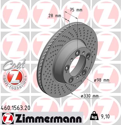 ZIMMERMANN Hátsó féktárcsa 460.1563.20_ZIM