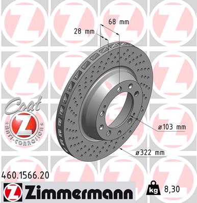 ZIMMERMANN Hátsó féktárcsa 460.1566.20_ZIM