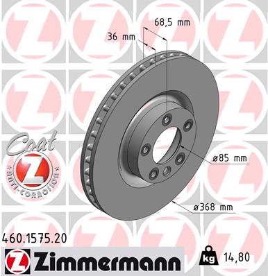 ZIMMERMANN Első féktárcsa 460.1575.20_ZIM