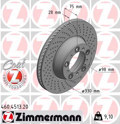 ZIMMERMANN Hátsó féktárcsa 460.4513.20_ZIM