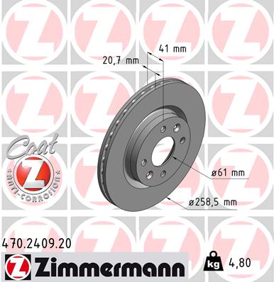 ZIMMERMANN Első féktárcsa 470.2409.20_ZIM