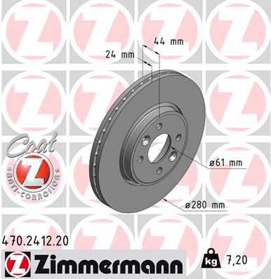 ZIMMERMANN Első féktárcsa 470.2412.20_ZIM