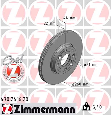 ZIMMERMANN Első féktárcsa 470.2416.20_ZIM